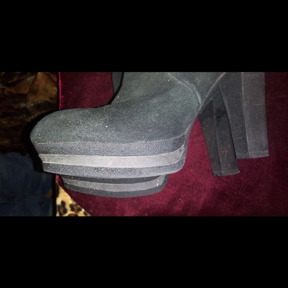 Nine West Black Suede Platform Boots - Picture 7 of 9